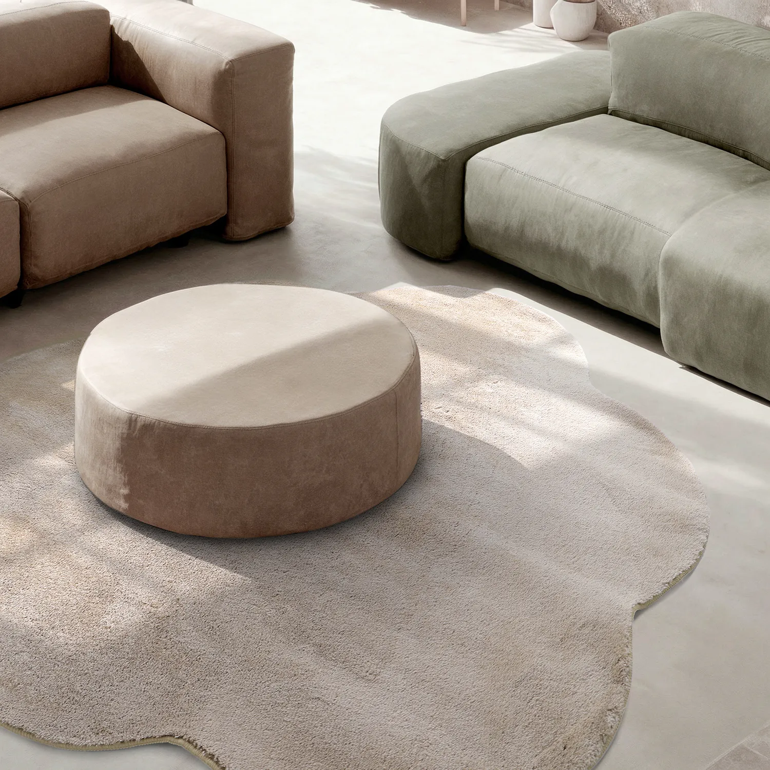 Wavy Round Rug - Aranga Super Soft Fur (brown)