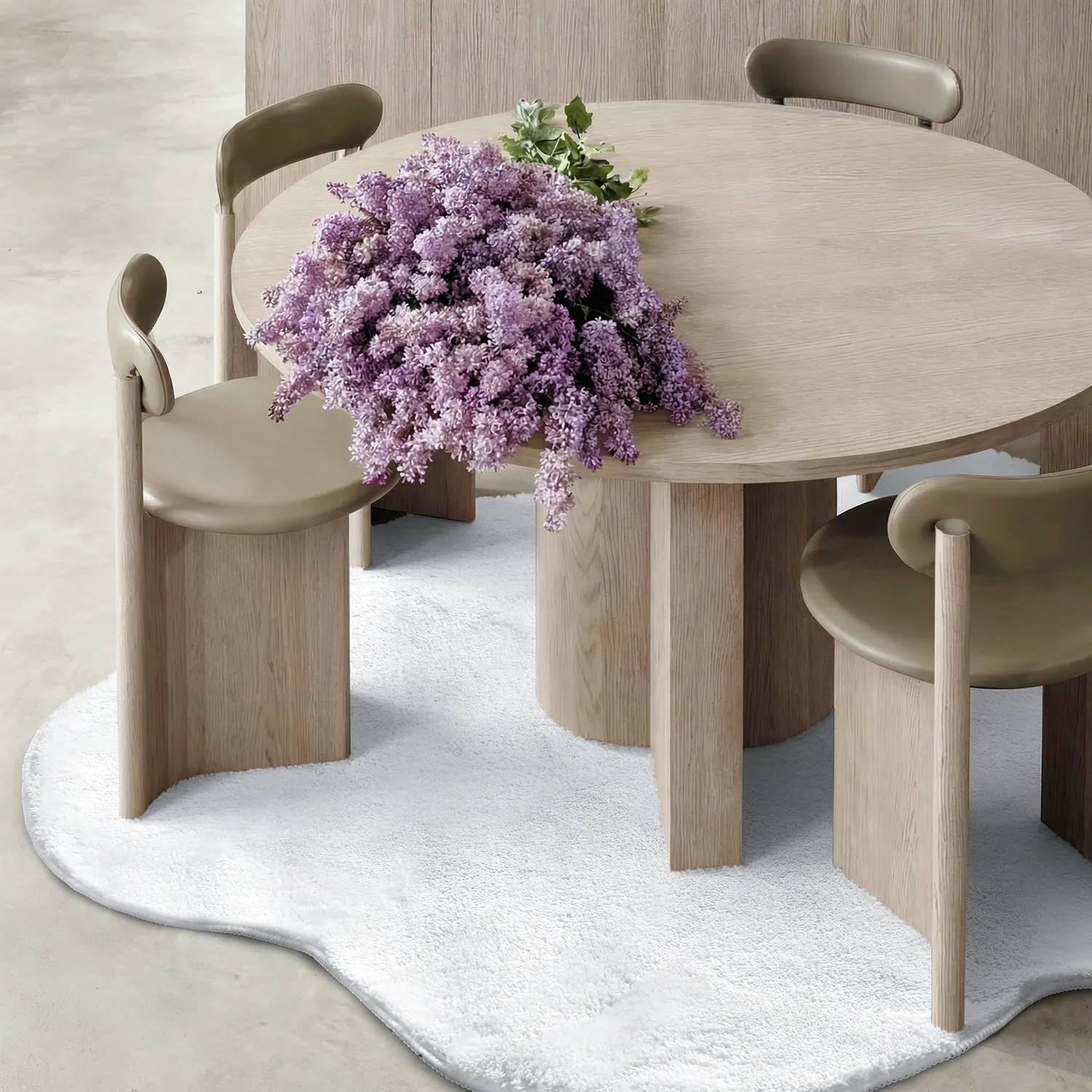 Wavy Round Rug - Aranga Super Soft Fur (white)