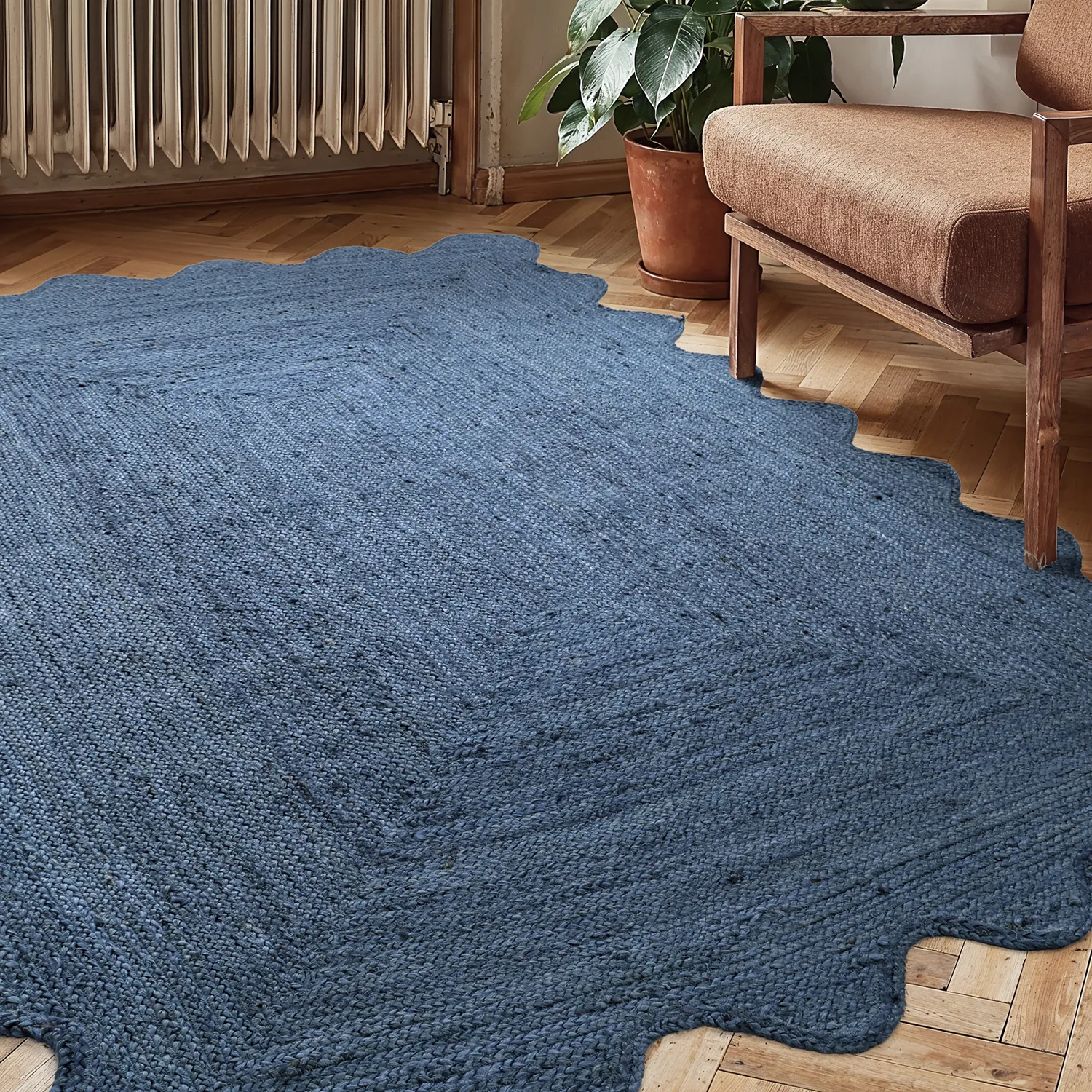 Wavy jute rug - San Francisco (blue)