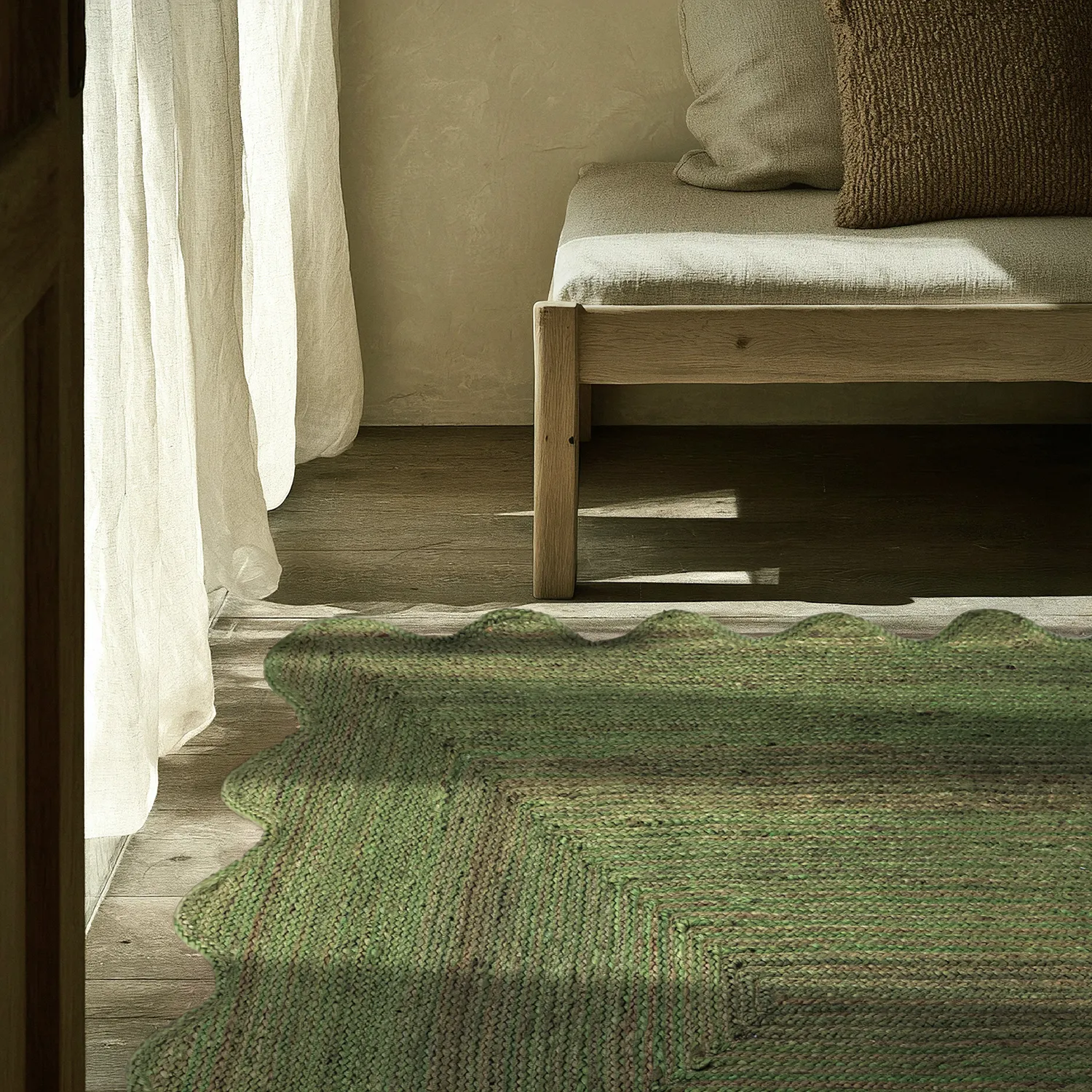 Wavy jute rug - San Francisco (army green)