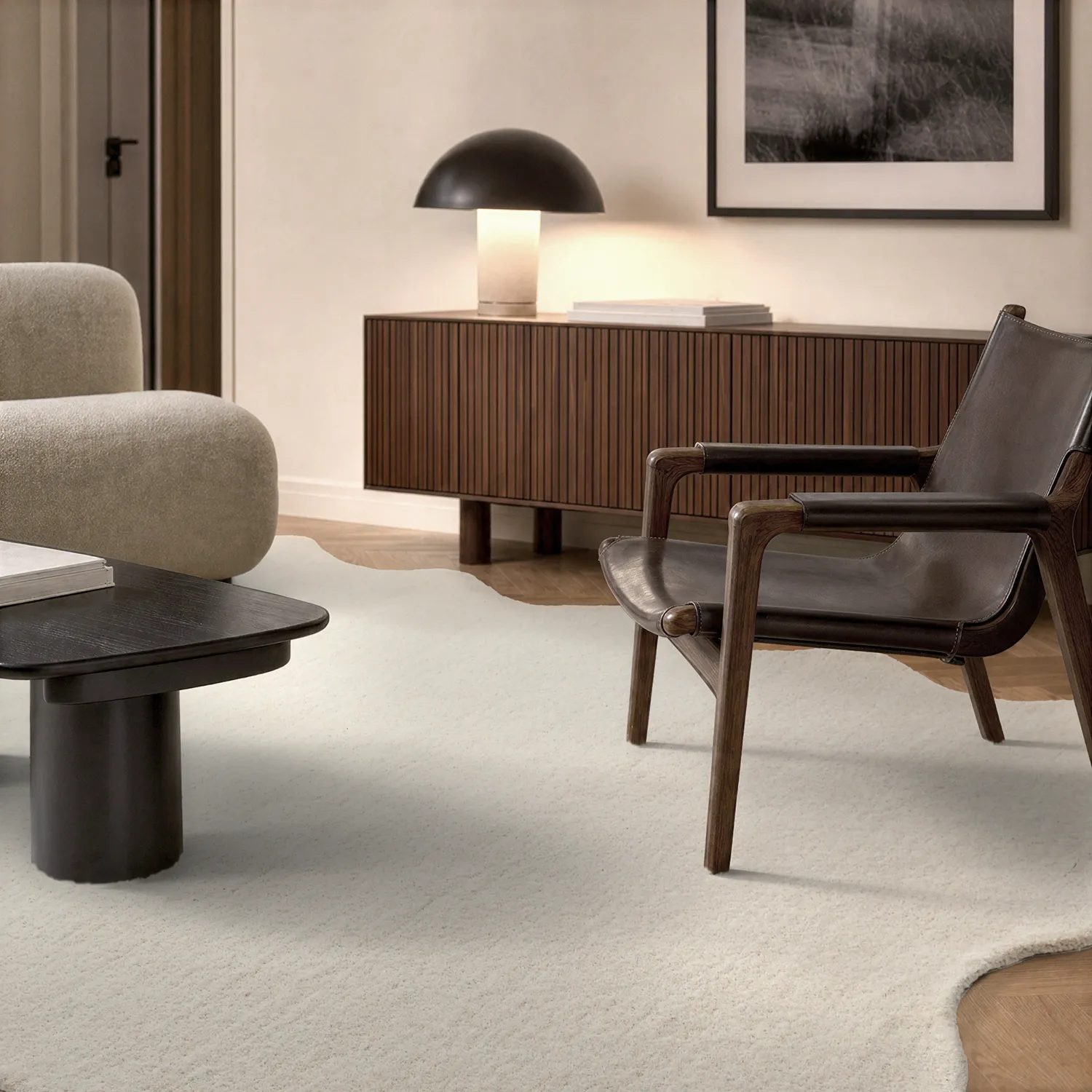 Wavy Wool Rug - Diu Hand Tufted Wool Premium (cream)