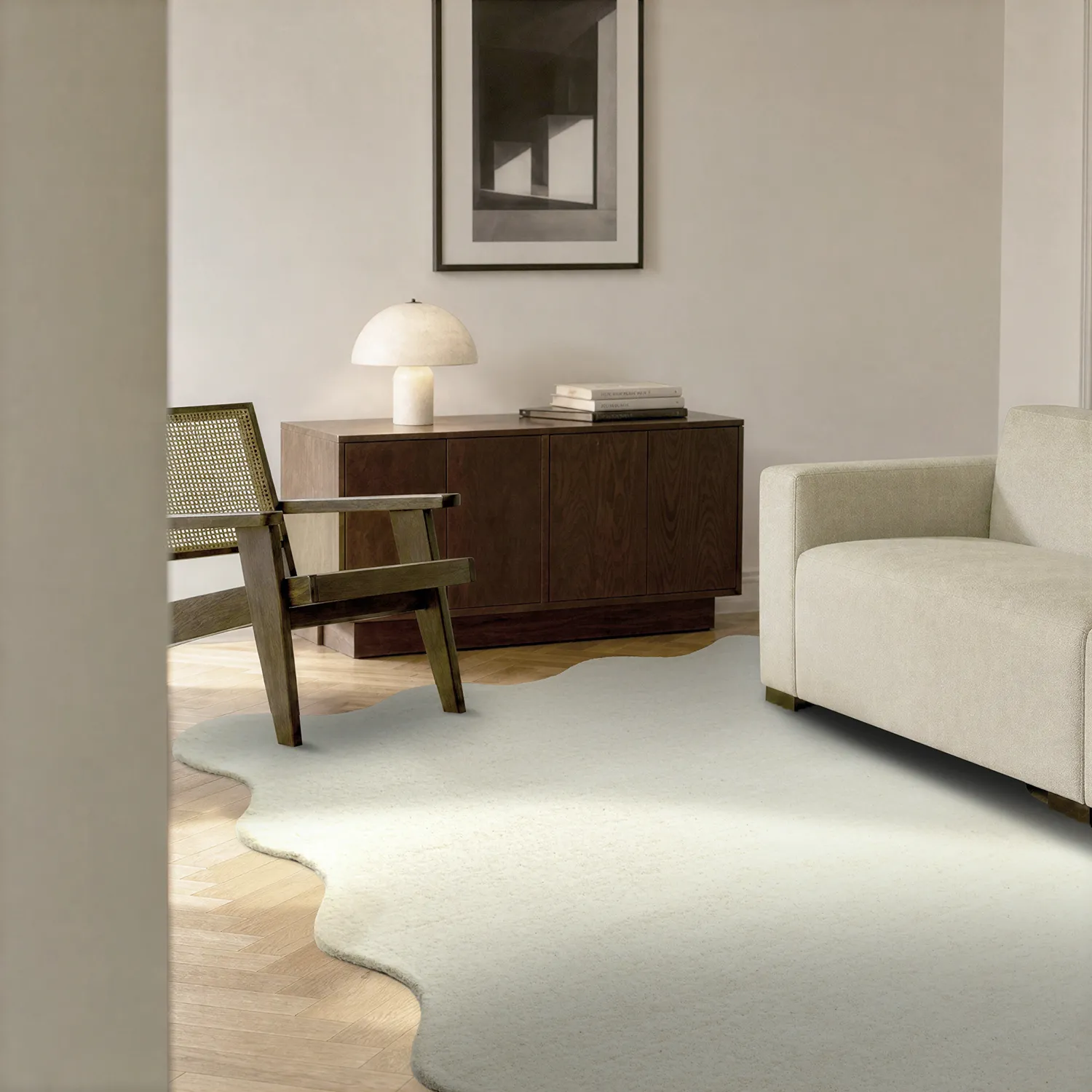 Wavy Wool Rug - Diu Hand Tufted Wool Premium (white)