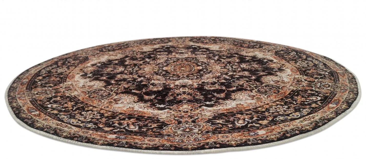 Round rug - Vakifli (black/multi)