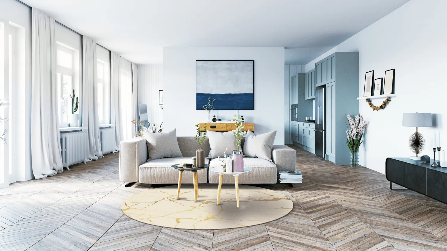 Round rug - Vieste (beige/gold)