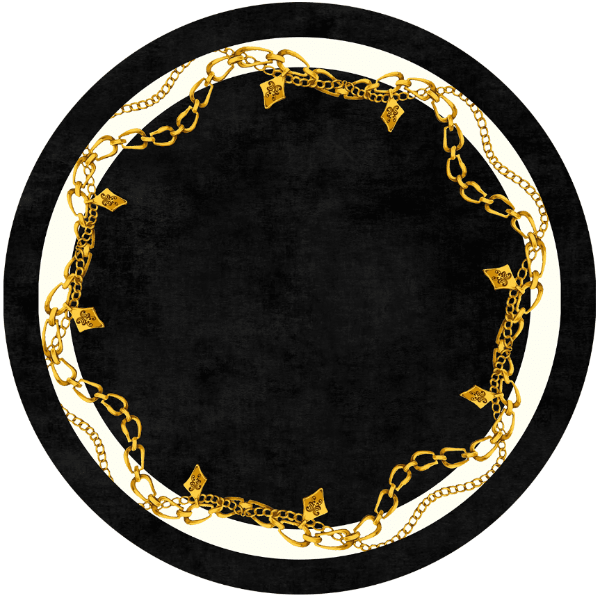 Round rug - Vilia black/white/gold