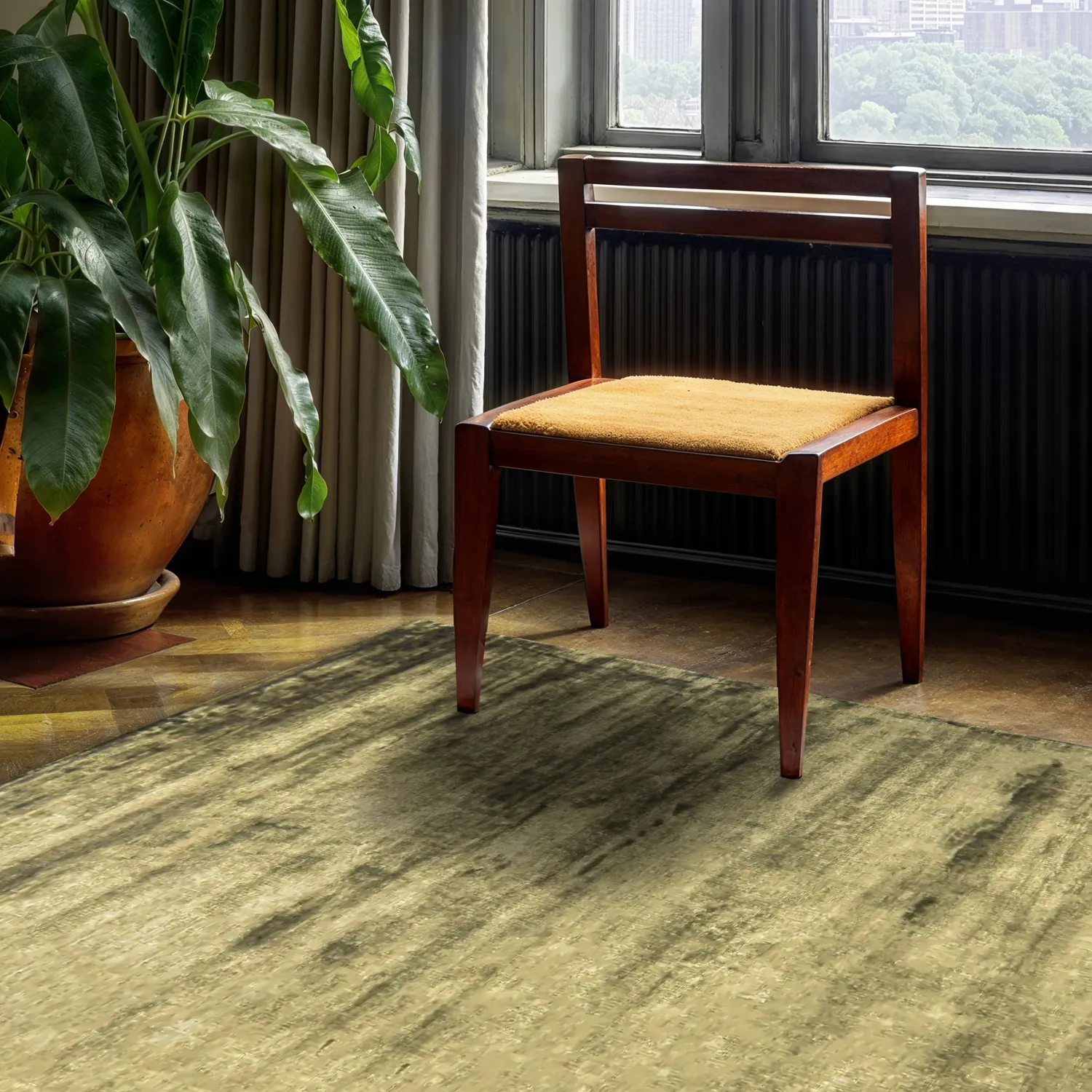 Viscose rug - Jodhpur Special Luxury Edition (olive green)