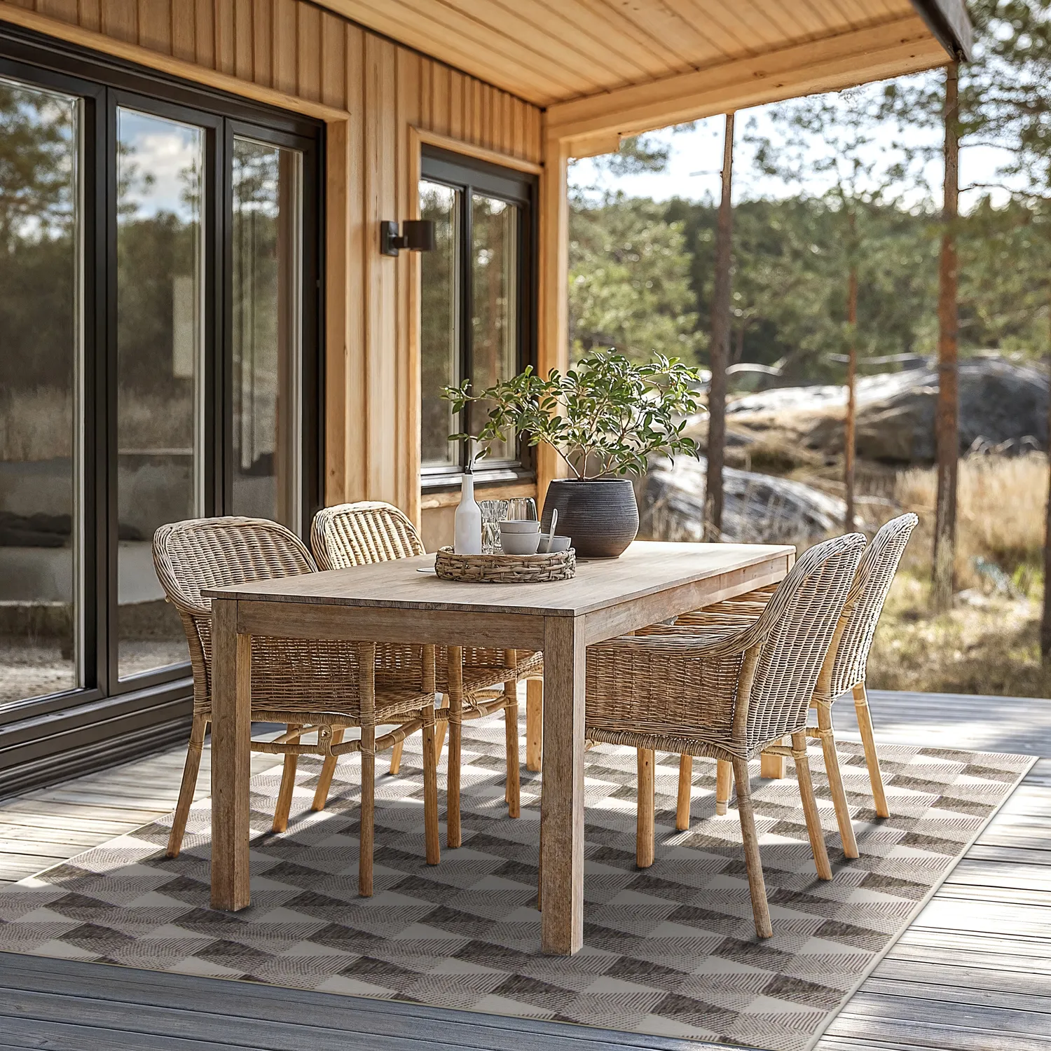Indoor/Outdoor rug - Brussels Pattern (grey)