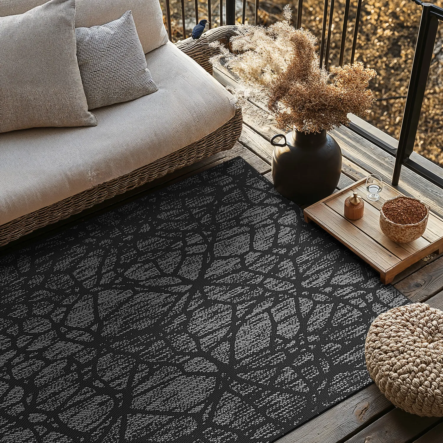 Indoor/Outdoor rug - Brussels Diamond (black)