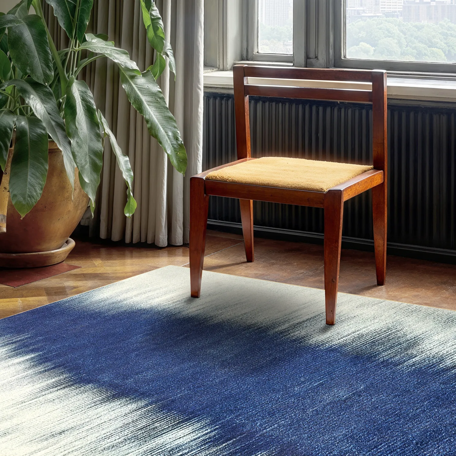 Wilton rug - Cara (white/dark blue)