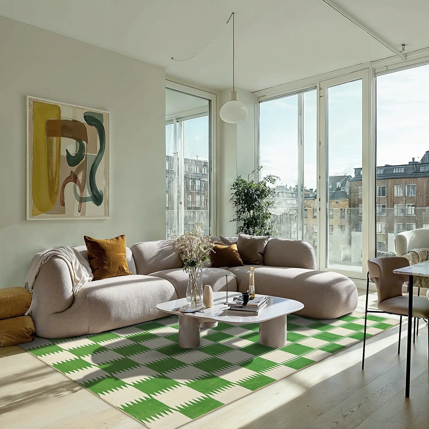 Wilton rug - Gobi (green/white)