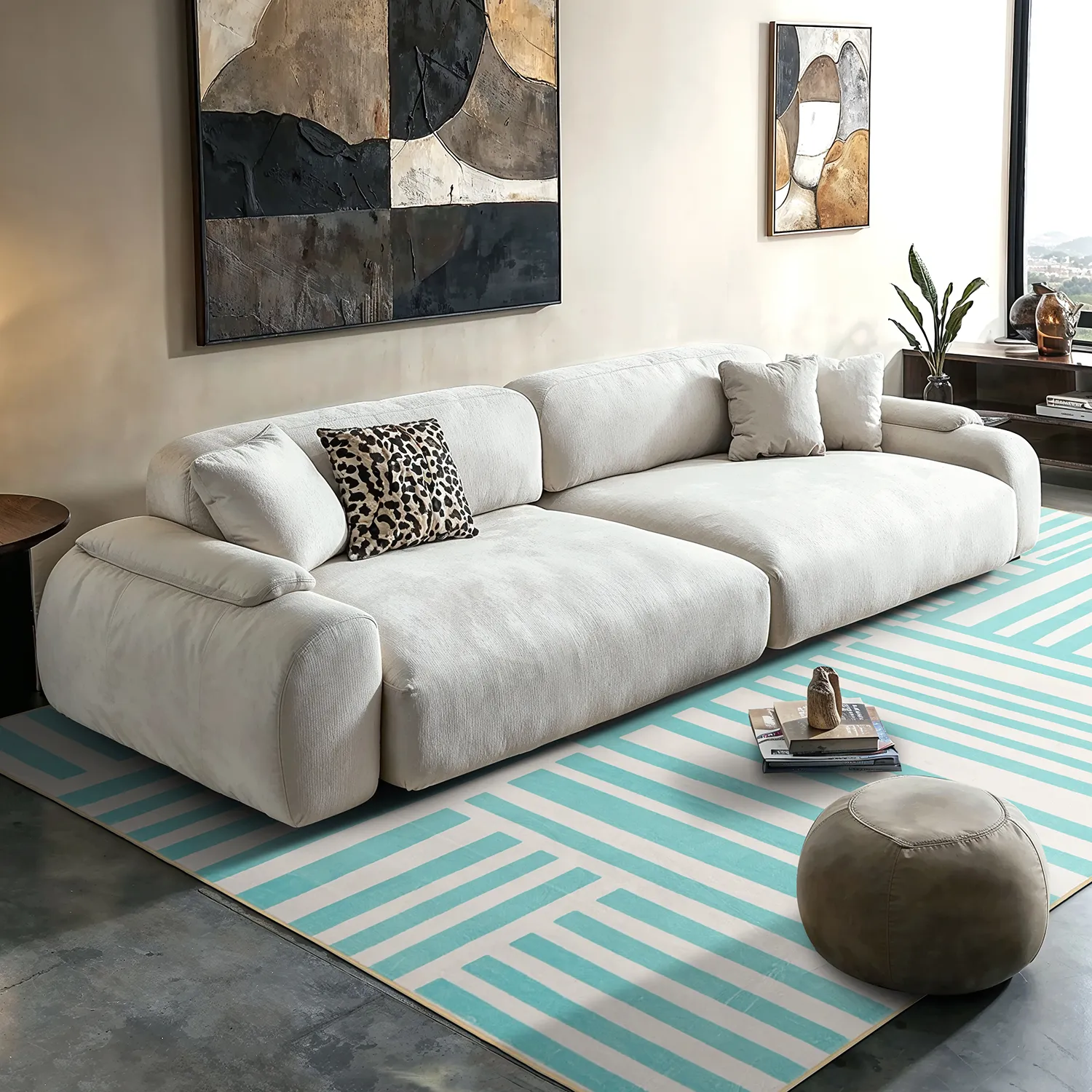 Wilton rug - Joma (turquoise/white)