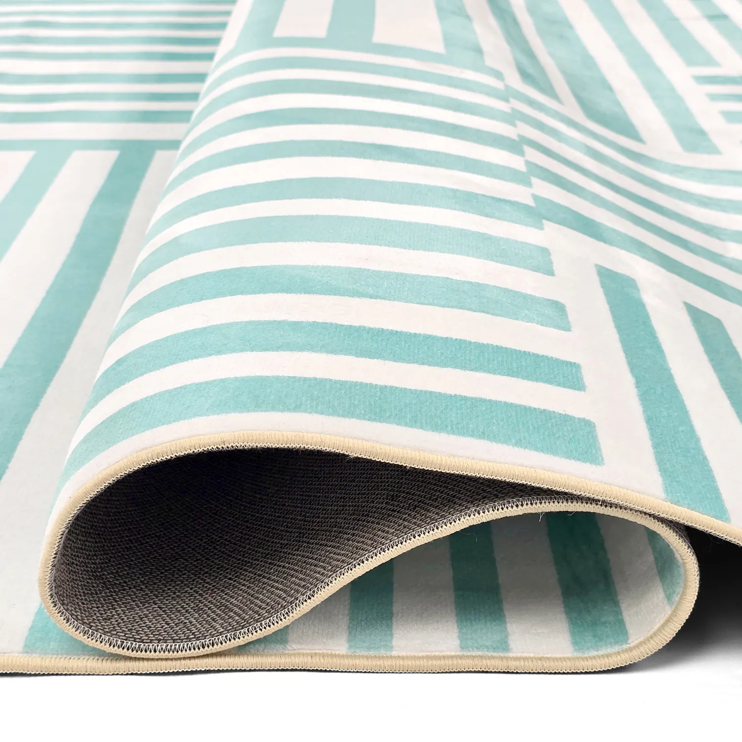 Wilton rug - Joma (turquoise/white)
