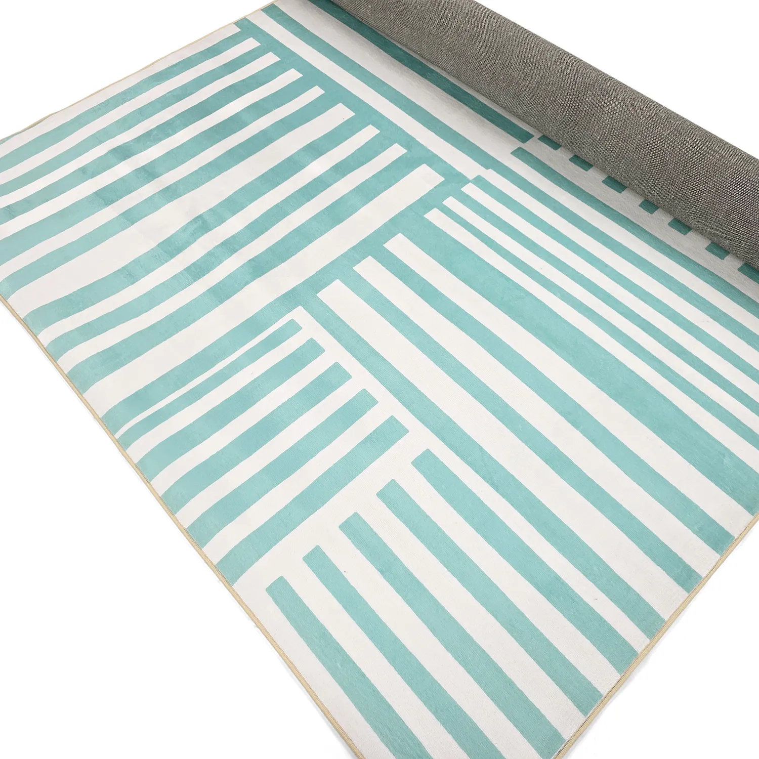 Wilton rug - Joma (turquoise/white)