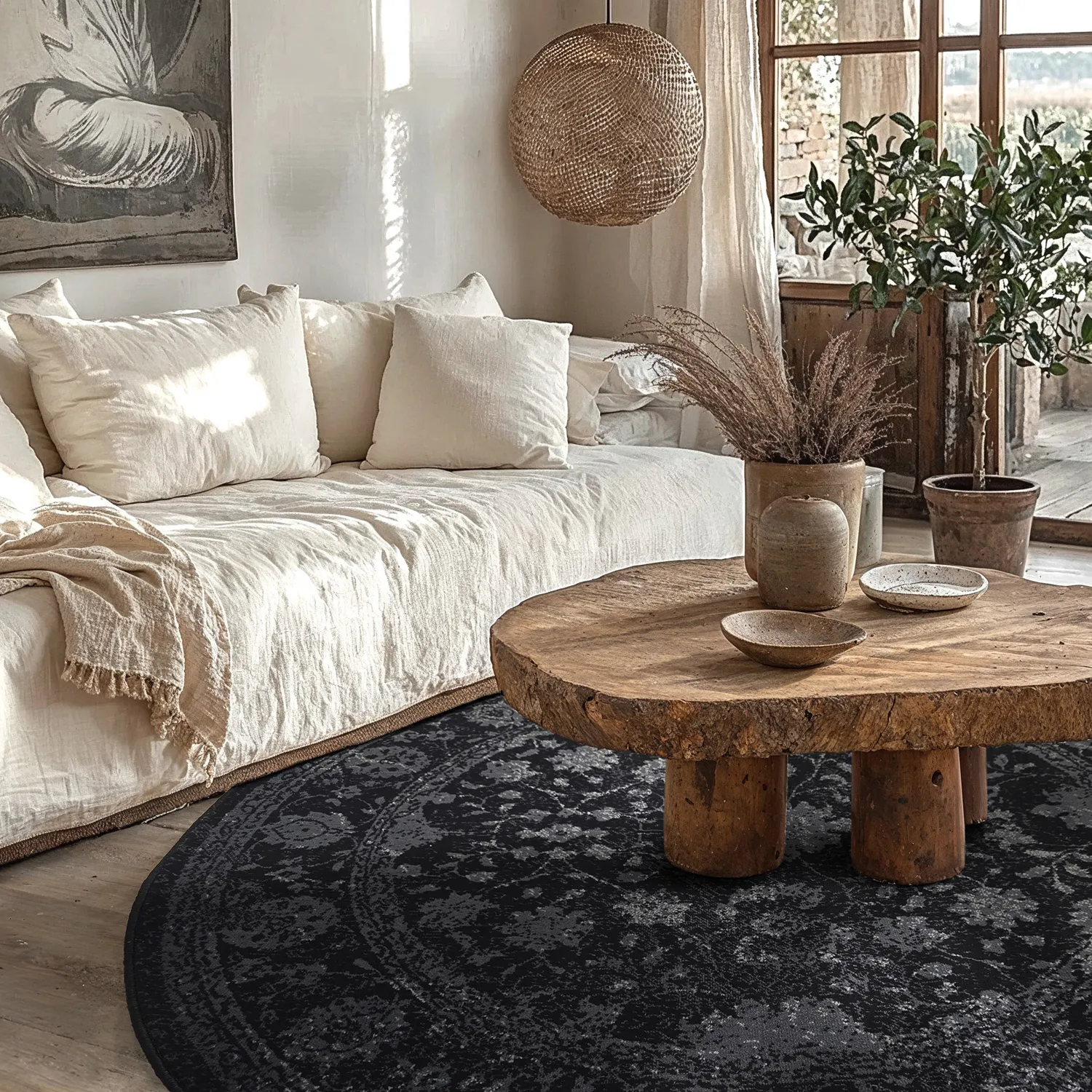 Round rug - Peking Majestic (black)
