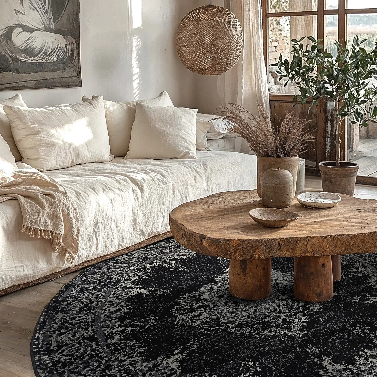 Round rug - Peking (black)