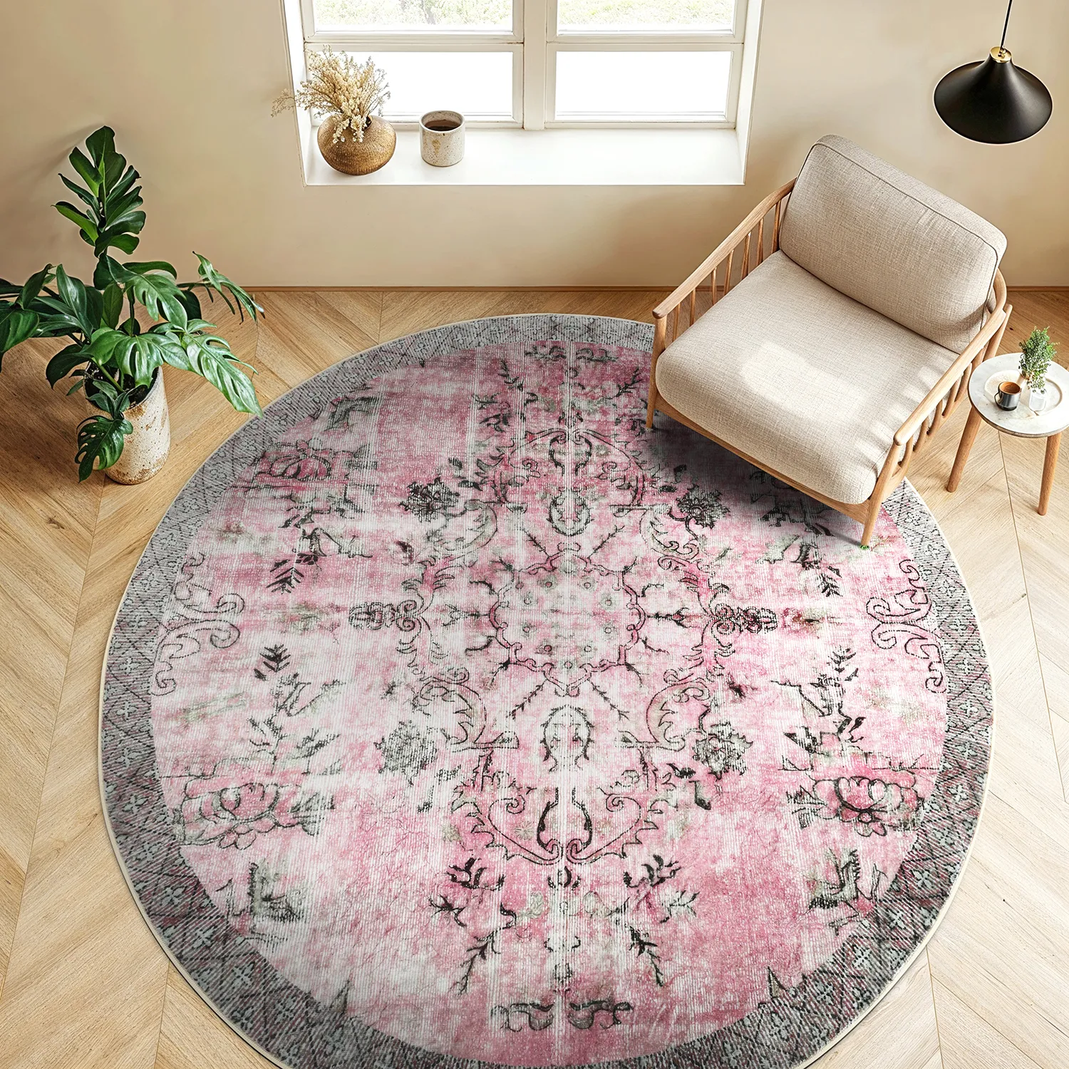 Round rug - Rosalie (pink)