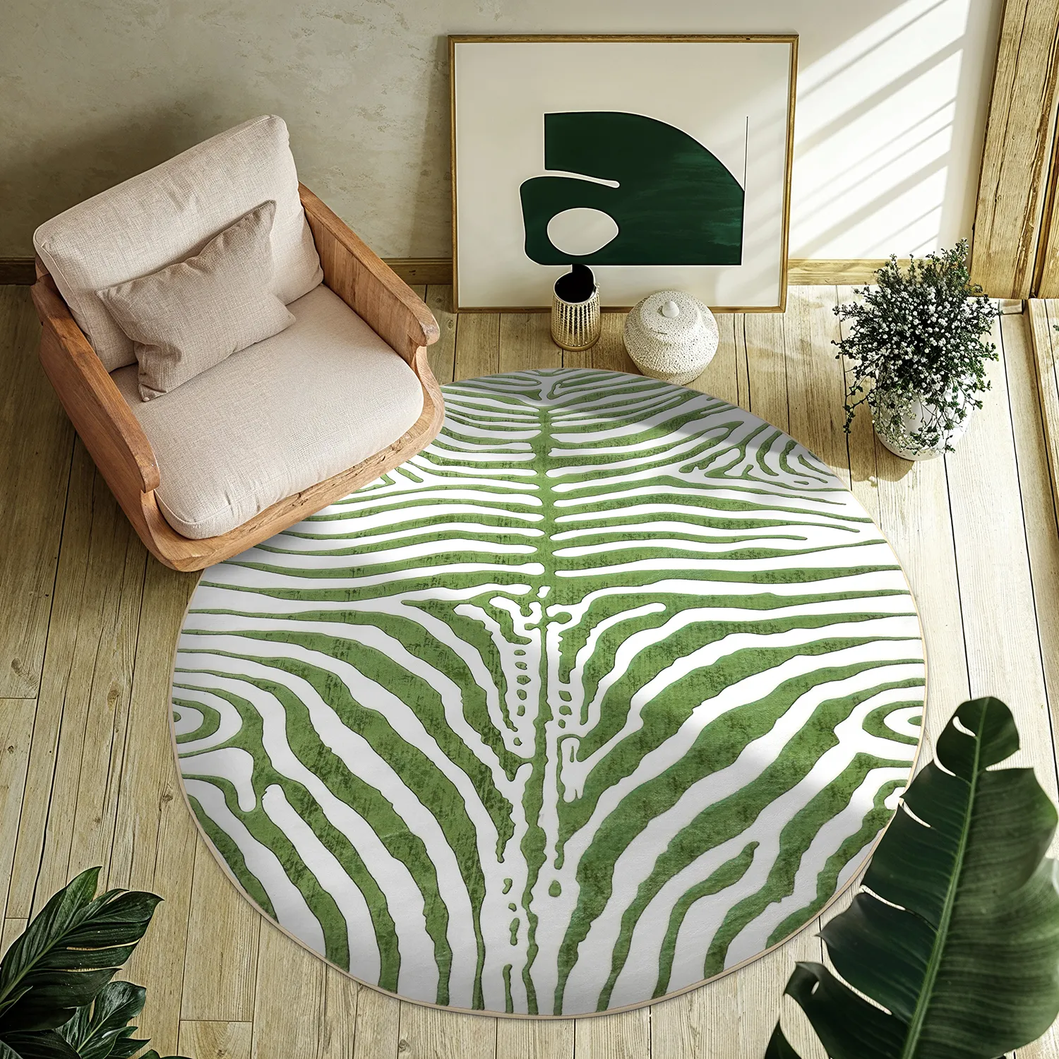Round rug - Zebra (green)