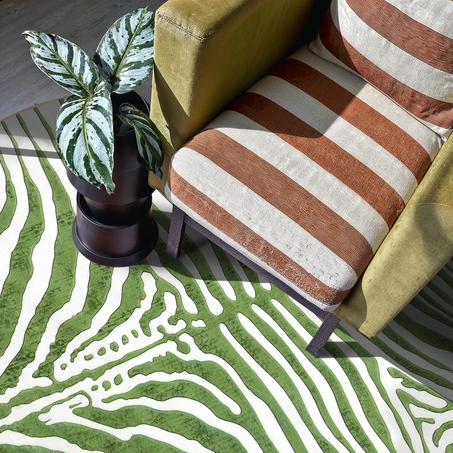 Round rug - Zebra (green)
