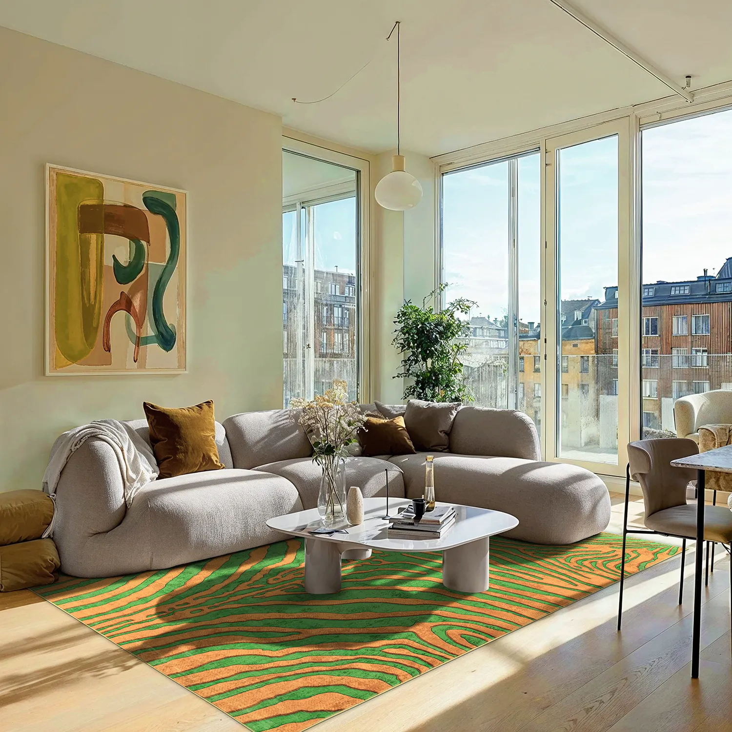 Wilton rug - Zebra (green/orange)